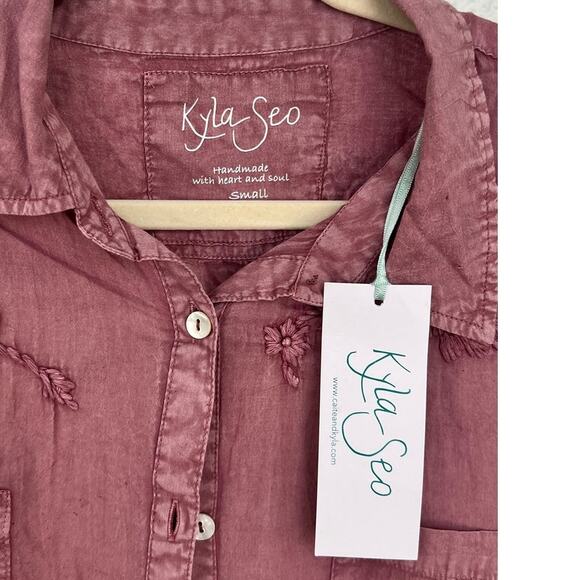 NWT Anthropology by Kyla Seo Jo Buttons Up Cotton Embroidered Shirt Size Small - Picture 5 of 12